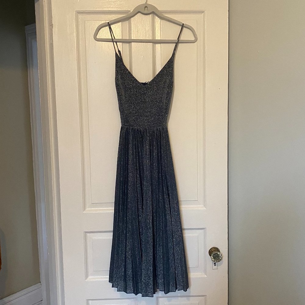 Anthropologie Elevenses Blue Shimmer Ballerina Dress